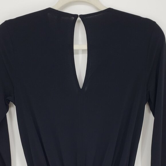 3/$25 BCBGeneration Faux Wrap Romper XS Long Sleeves Surplice V Neck BCBG Black - Picture 7 of 9
